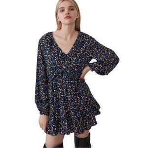 ZARA Long Sleeve Floral Ruffle Dress